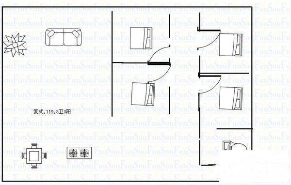 锦绣东方4室2厅1卫120㎡户型图