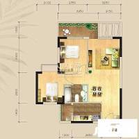 百合御都2室2厅1卫64㎡户型图