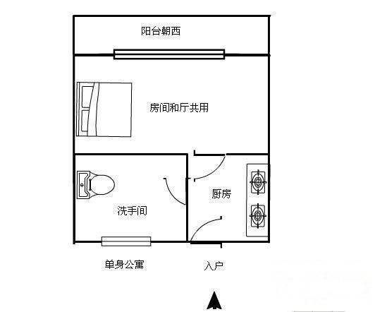 海怡轩1室0厅1卫48㎡户型图