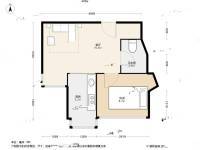 鹏公馆1室1厅1卫23.3㎡户型图