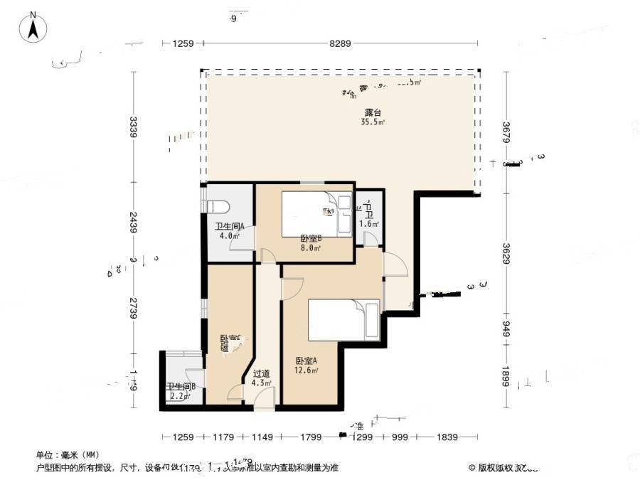 海丰苑大厦3室0厅3卫48.2㎡户型图