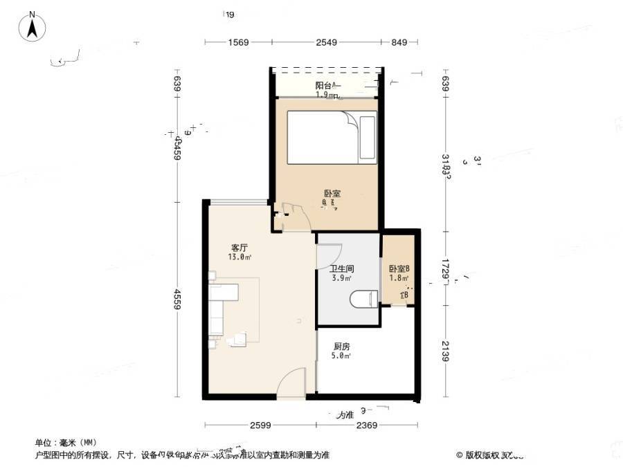 凤凰印象1室1厅1卫41㎡户型图