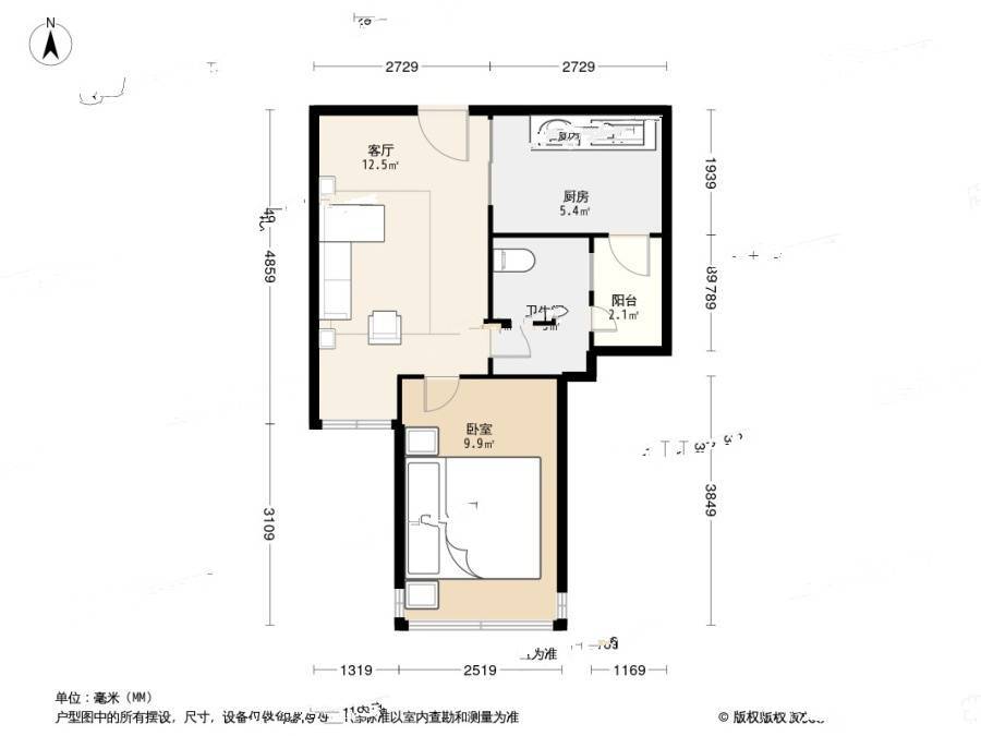 凤凰印象1室1厅1卫41㎡户型图