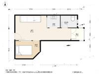 东门金座1室1厅1卫42.8㎡户型图