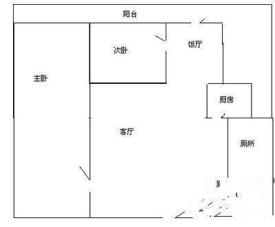 i派龙城2室2厅1卫52㎡户型图