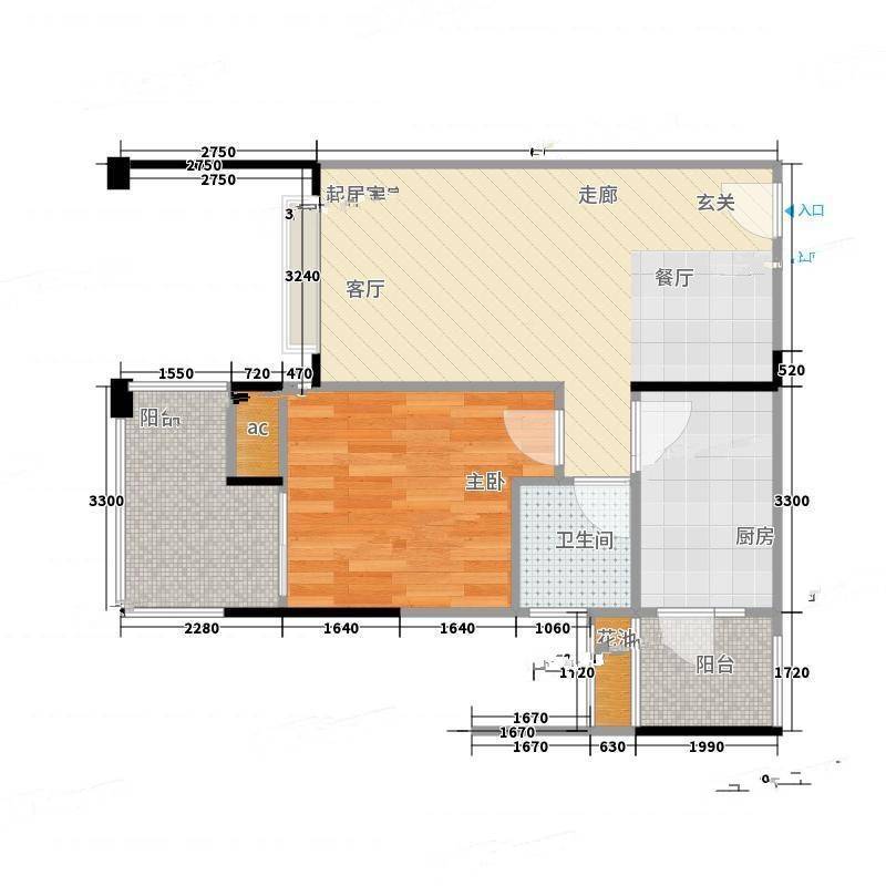 招商依山郡花园三期1室0厅0卫70㎡户型图