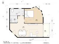 东都花园二区1室1厅1卫56㎡户型图