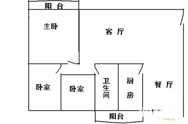 新鸿苑3室2厅1卫101㎡户型图