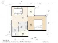 城投青莲公寓1室1厅1卫39.6㎡户型图