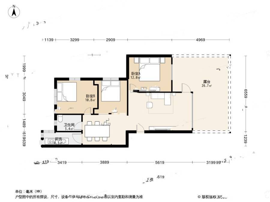 德兴花园3室2厅1卫97㎡户型图