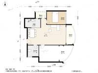 左庭右院南区2室1厅1卫76.5㎡户型图