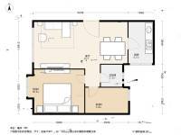 加洲花园2室1厅1卫55.2㎡户型图