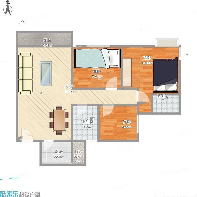 灏景明苑二期3室0厅0卫120㎡户型图