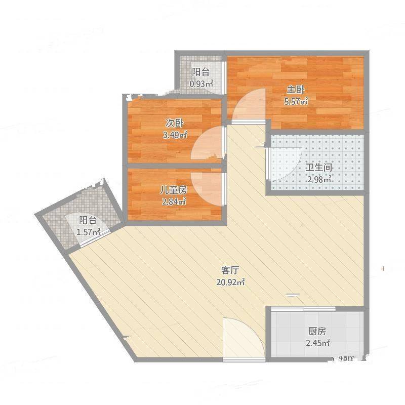 茂业城花园大厦3室0厅0卫56㎡户型图