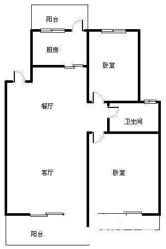 荣昌桂花苑2室1厅1卫96㎡户型图