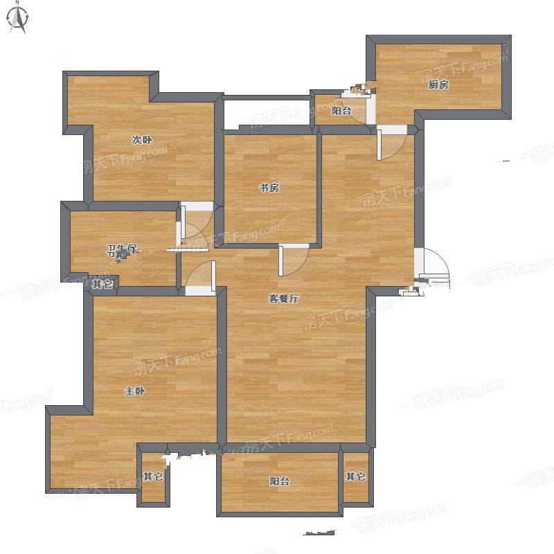 亿城左岸香颂3室1厅0卫90㎡户型图