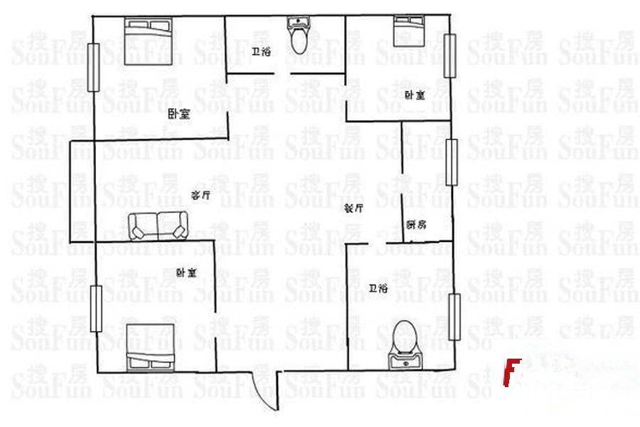 新盛花园(胜浦)3室2厅2卫157㎡户型图