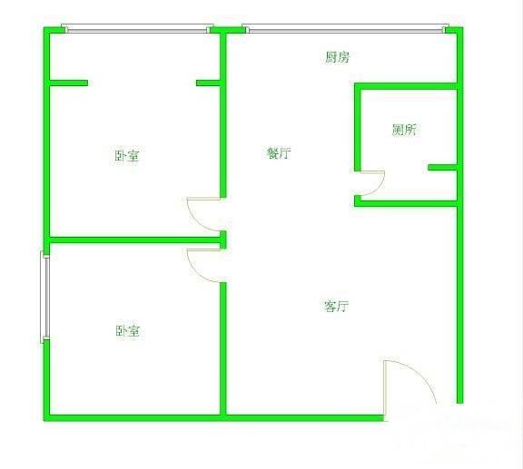 塘南新村2室2厅1卫80㎡户型图