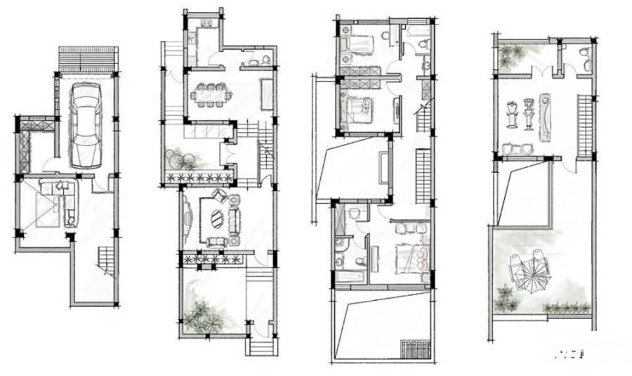 水墨江南4室3厅4卫210㎡户型图