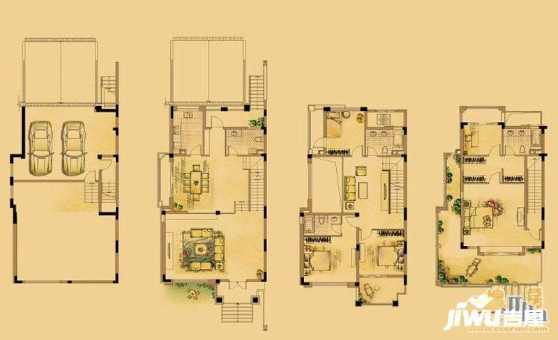 中海御湖熙岸东区4室2厅4卫331㎡户型图