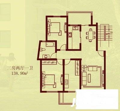 阳澄湖滨花园3室2厅1卫225㎡户型图