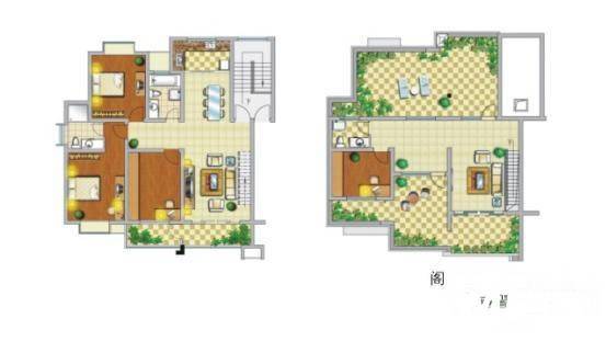 鸿运华庭3室3厅2卫206㎡户型图