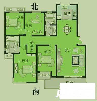 伍子胥弄3室2厅2卫125㎡户型图