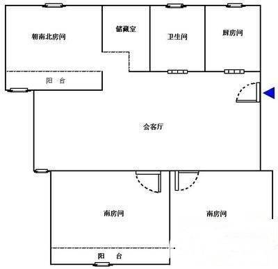 皮市街住宅3室1厅1卫124㎡户型图