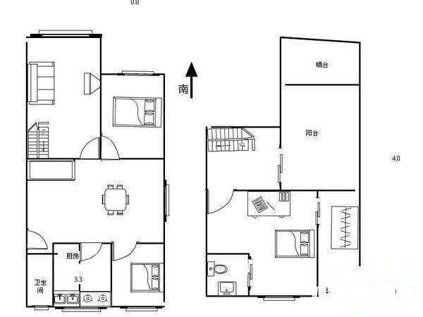 古吴路小区3室2厅2卫110㎡户型图