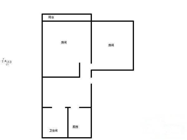 苏苑新村2室1厅1卫60㎡户型图