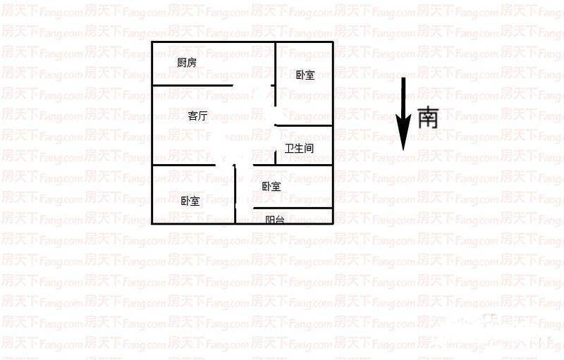 苏苑新村3室1厅1卫62㎡户型图