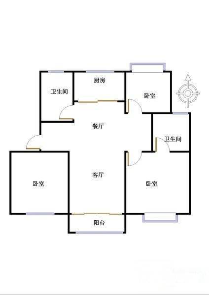 龙港新村3室2厅2卫93㎡户型图