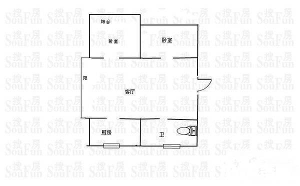 澄湖花园2室1厅1卫70㎡户型图