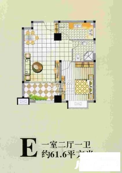 澄湖花园1室2厅1卫70㎡户型图