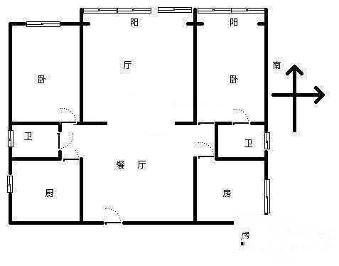 吴中城中苑3室2厅2卫97㎡户型图