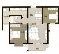 佳林花园二期2室2厅1卫100㎡户型图