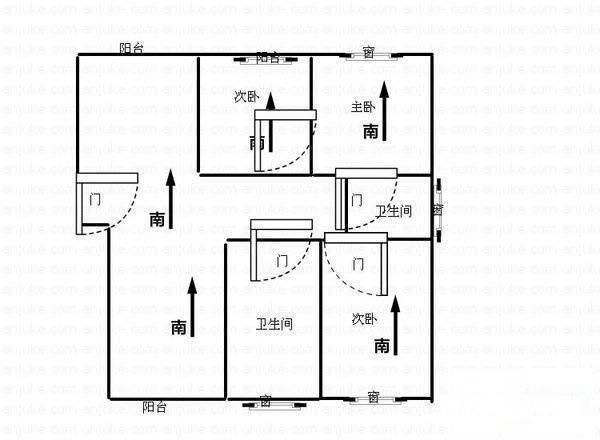 上海城4室2厅3卫178㎡户型图