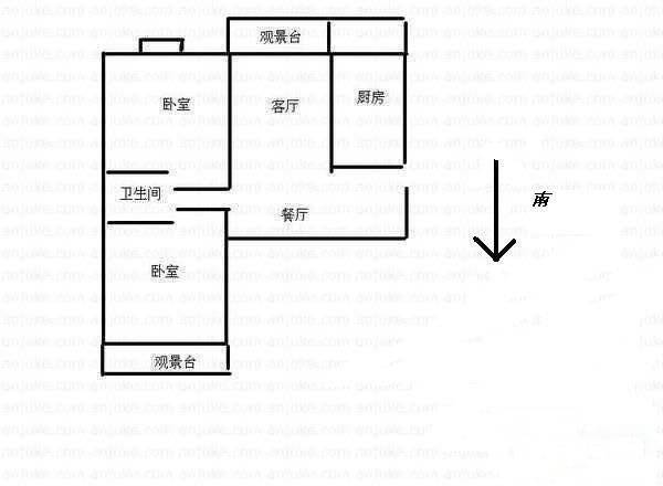 上海城2室2厅1卫103㎡户型图