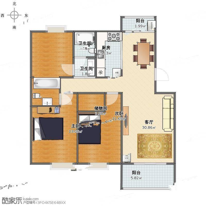 夏家桥118号2室0厅0卫122㎡户型图