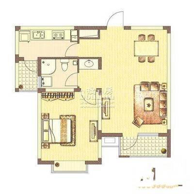 吴淞新村1室2厅1卫46㎡户型图