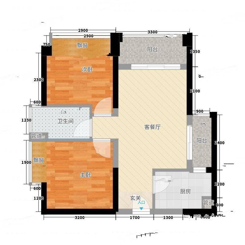 高扬国际广场公寓2室0厅0卫70㎡户型图