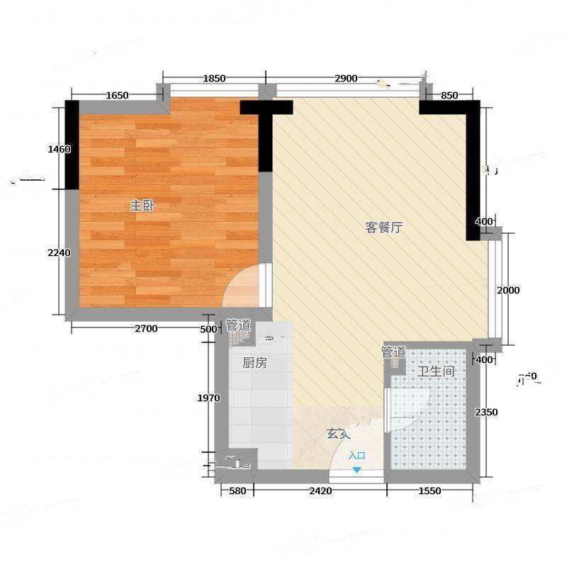 晶汇新屹1室0厅0卫53㎡户型图