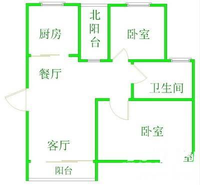 新康花园五期2室2厅1卫100㎡户型图