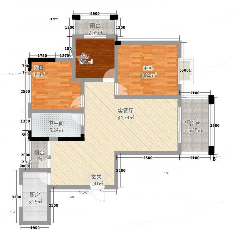 龙湖山庄3室0厅0卫124㎡户型图