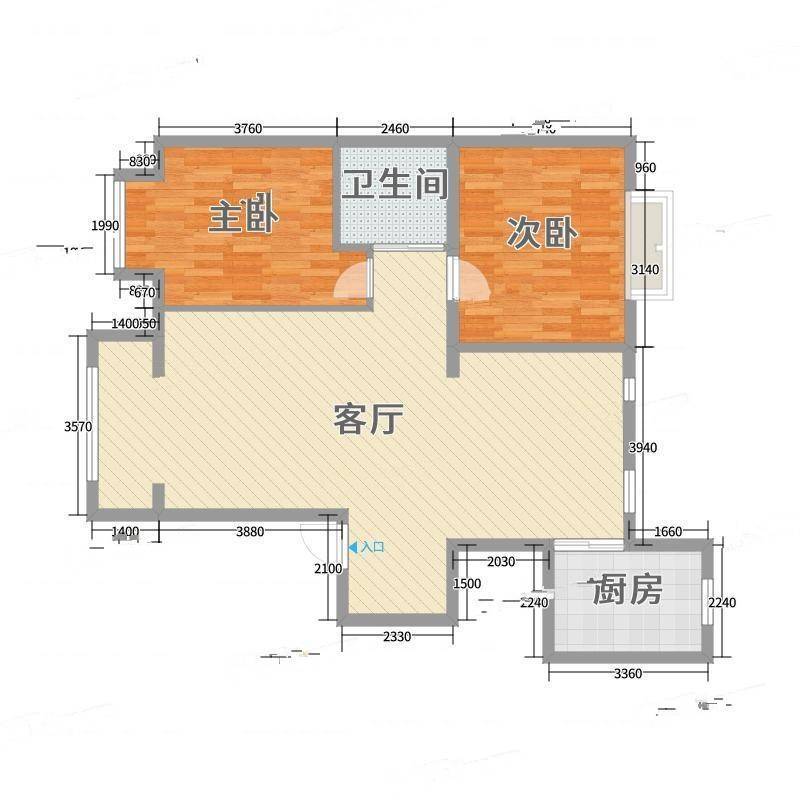 保利拉菲公馆2室0厅0卫107㎡户型图