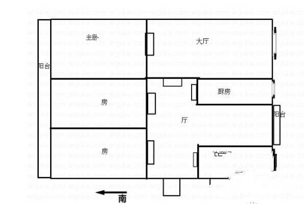 香樟路行政学院生活区3室2厅1卫101㎡户型图