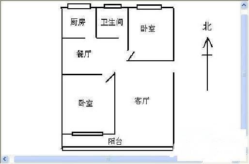 火星七片2室2厅1卫80㎡户型图