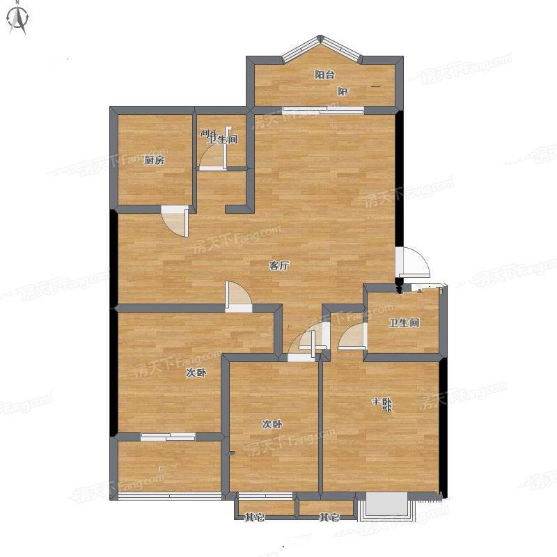 东方名都百草园3室1厅0卫119㎡户型图