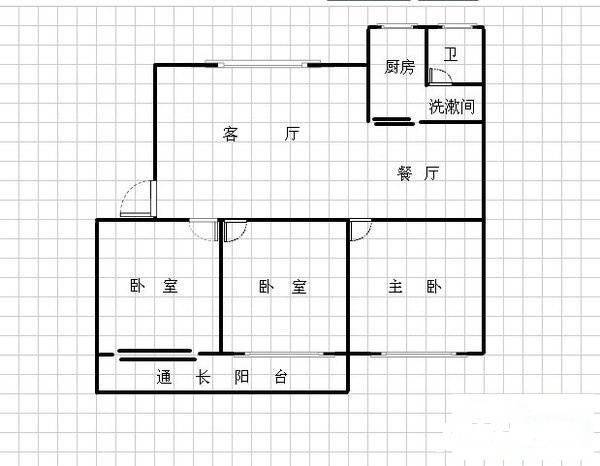 杨家山职院街居民楼3室2厅1卫86㎡户型图