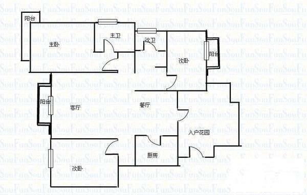 创远湘江壹号3室2厅2卫299㎡户型图